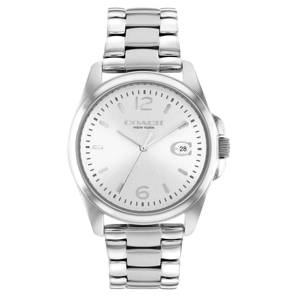 Buy Online Coach Quartz Analog Silver Dial Stainless Steel Strap