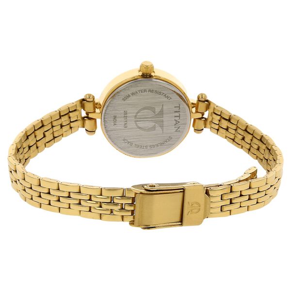 Titan Quartz Analog Champagne Dial Stainless Steel Strap Watch for Women - image number 3