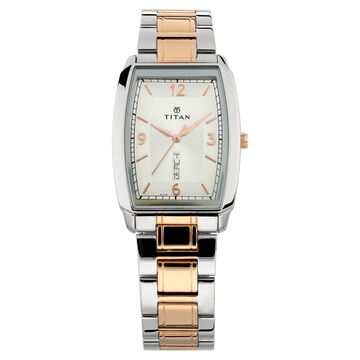 Titan Quartz Analog with Day and Date Silver Dial Stainless Steel Strap Watch for Men
