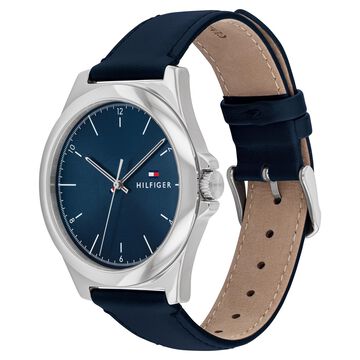 Tommy Hilfiger Analog Blue Dial Blue Color Leather Strap Watch For Men