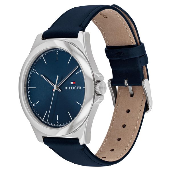 Tommy Hilfiger Analog Blue Dial Blue Color Leather Strap Watch For Men - image number 1