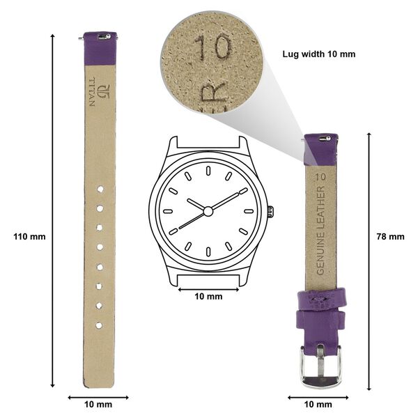 10 mm Purple Genuine Leather Strap for Women - image number 1