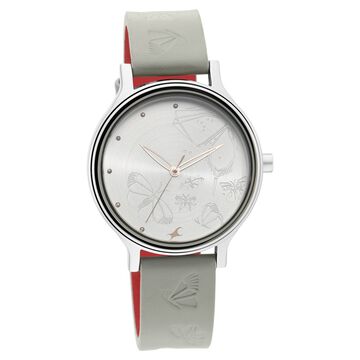 Fastrack I Love Me Quartz Analog Silver Dial Leather Strap Watch for Girls