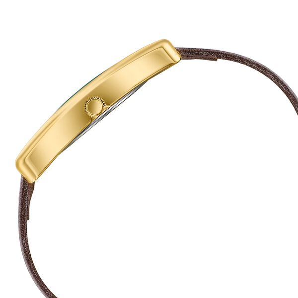 Sonata Ascent Gold Rectangular Watch with Brown Leather - image number 4