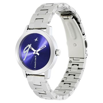 Fastrack Tropical Waters Quartz Analog Blue Dial Metal Strap Watch for Girls