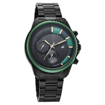 Fastrack Wild Quartz Chronograph Two Toned Dial Black Stainless Steel Strap Watch For Guys