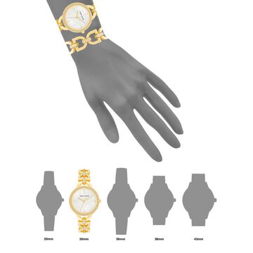 Anne Klein Quartz Analog Mother Of Pearl Round Dial Golden Metal Strap Watch For Women