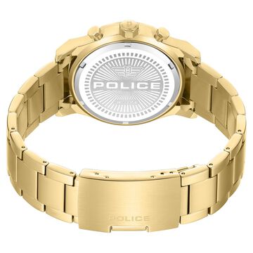 Police Quartz Multifunction Black Dial Golden Colour Stainless Steel Strap Watch For Men