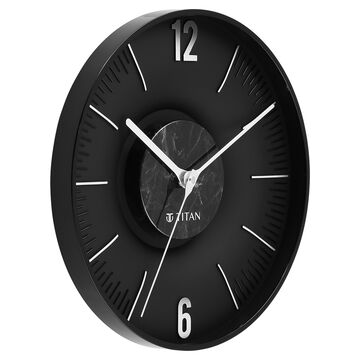 Titan Earth Flare Wall Clock - Black Marble Texture