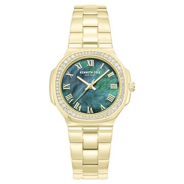 Kenneth Cole Quartz Analog Green Mother of Pearl Dial Golden Stainless Steel Strap Watch For Women