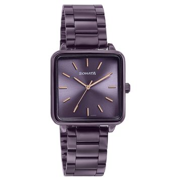 Sonata Wedding Edit Quartz Analog Purple Dial Stainless Steel Strap Watch For Women