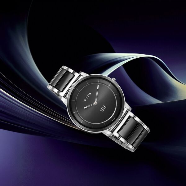 Titan Edge Fusion Quartz Analog Black Dial Two Toned Steel & Ceramic Strap Watch for Men - image number 6