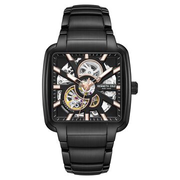 Kenneth Cole Automatic Black Dial Black Stainless Steel Strap Watch For Men