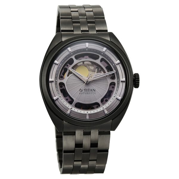 Titan Stellar Cupola Automatic Analog with Sun Moon Phase and Silver Dial Dark Gun Stainless Steel Strap Watch for Men - image number 2
