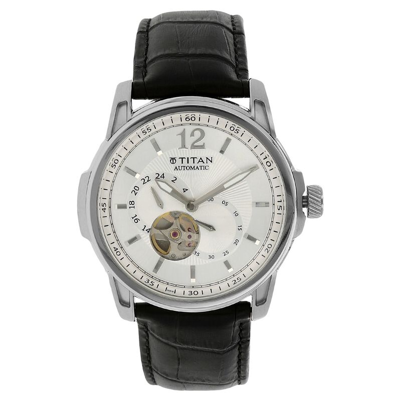 Buy Online Titan Automatic Silver Dial Leather Strap watch for Men ...