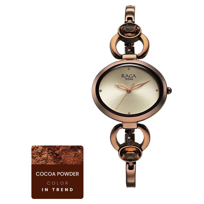Titan Raga Viva Quartz Analog Champagne Dial Metal Strap Watch for Women