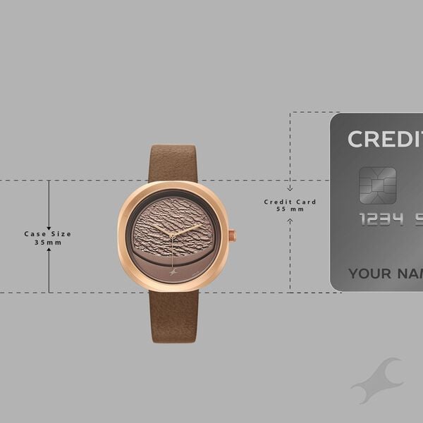 Fastrack Gelato rosegold analog leather strap watch with Chocolate dial for Girls - image number 3