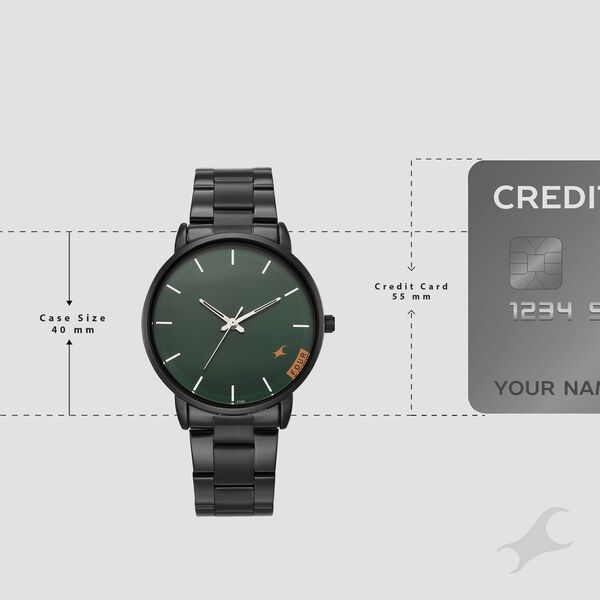 Fastrack Stunners Quartz Analog Green Dial Silver Stainless Steel Strap Watch For Guys - image number 3
