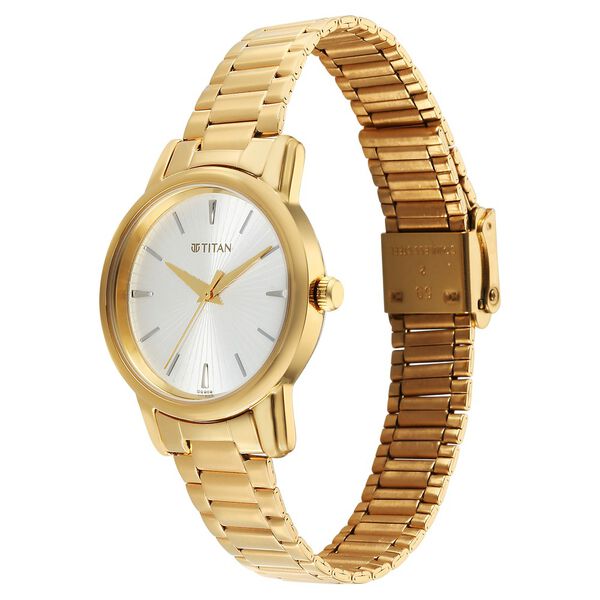 Titan Karishma Quartz Analog Silver Dial Golden Stainless Steel Strap Watch For Women - image number 2