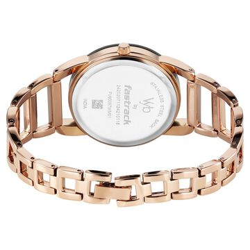 Vyb Striker By Fastrack Quartz Analog Rose Gold Dial Metal Strap Watch For Girls