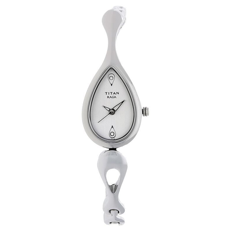 Titan Raga Silver Dial Quartz Analog Metal Strap Watch for Women