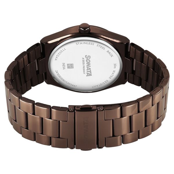 Sonata Festive Quartz Analog Brown Dial Metal Strap Watch For Men - image number 4