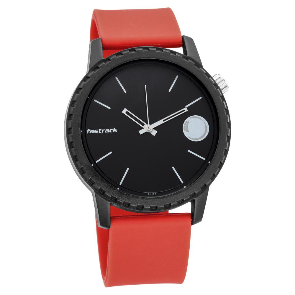 Fastrack Quartz Analog Black Dial Silicone Strap Watch for Unisex