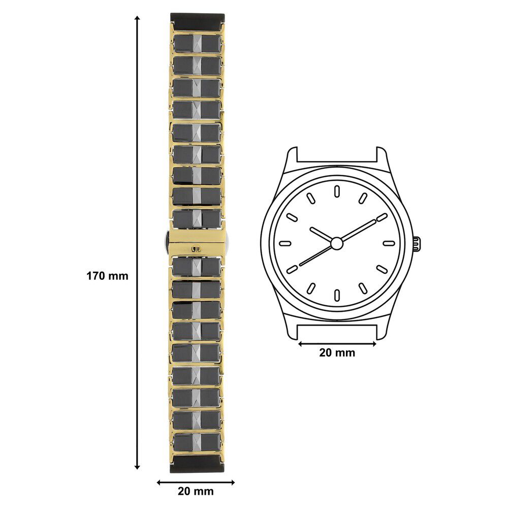 Buy Online 20 mm Black Golden Ceramic Metal Strap for Men