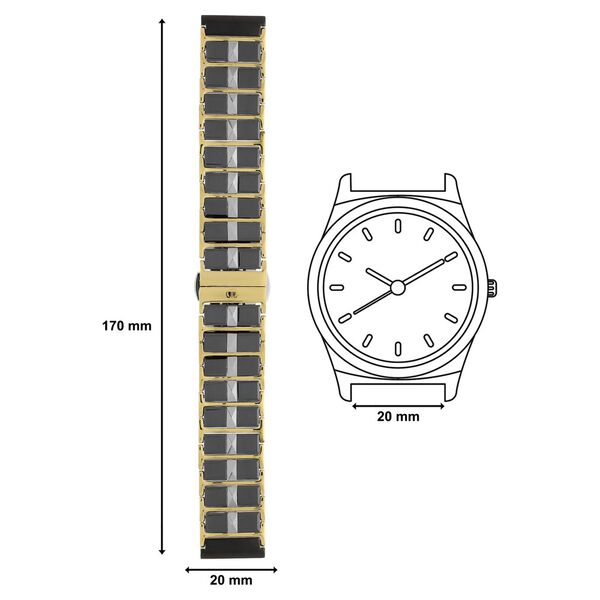 20 mm Black & Golden Ceramic & Metal Strap for Men - image number 3