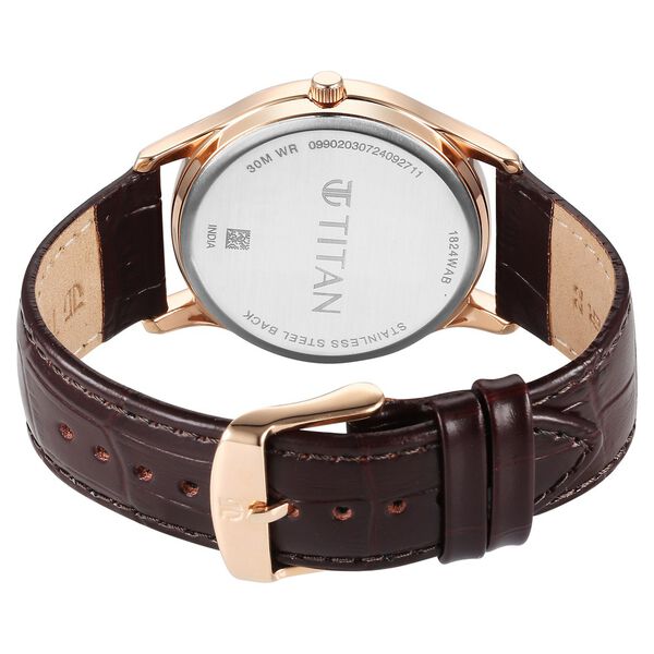 Titan Karishma Quartz Analog with Day and Date Silver Dial Leather Strap Watch For Men - image number 4