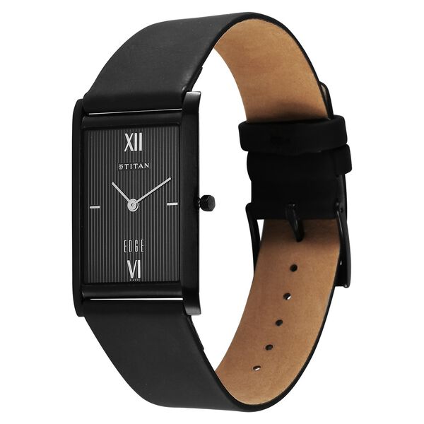 Titan Edge Quartz Analog Black Dial Leather Strap Watch for Men - image number 5
