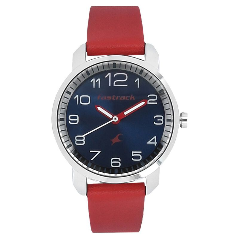 Fastrack Quartz Analog Blue Dial Leather Strap Watch for Girls