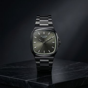 Poze Poze Quartz Analog Green Dial Grey Metal Strap Watch For Men