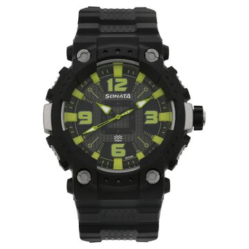 SF Quartz Analog Black Dial Plastic Strap Watch for Men