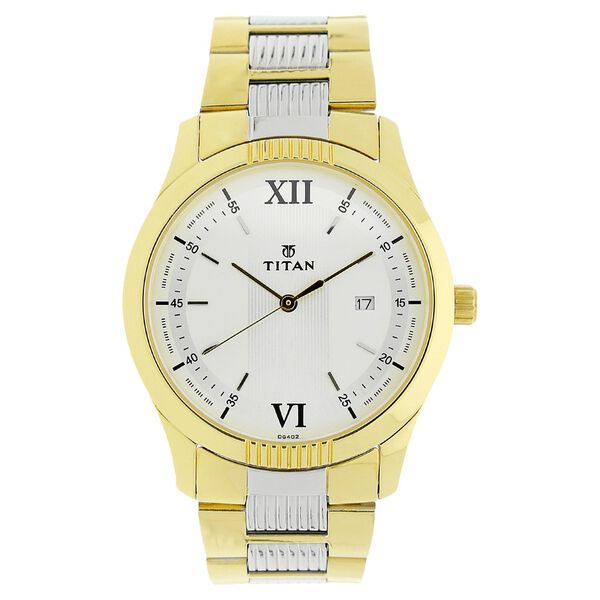Titan Quartz Analog White Dial Stainless Steel Strap Watch for Men - image number 0