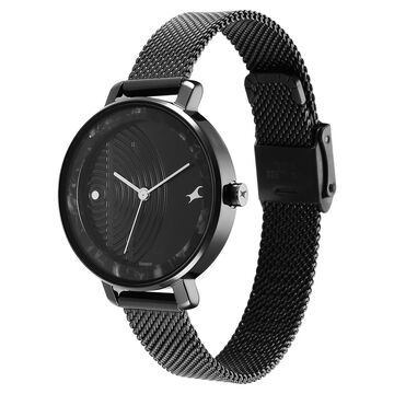 Fastrack Younique Quartz Analog Black Dial Stainless Steel Strap Watch for Girls