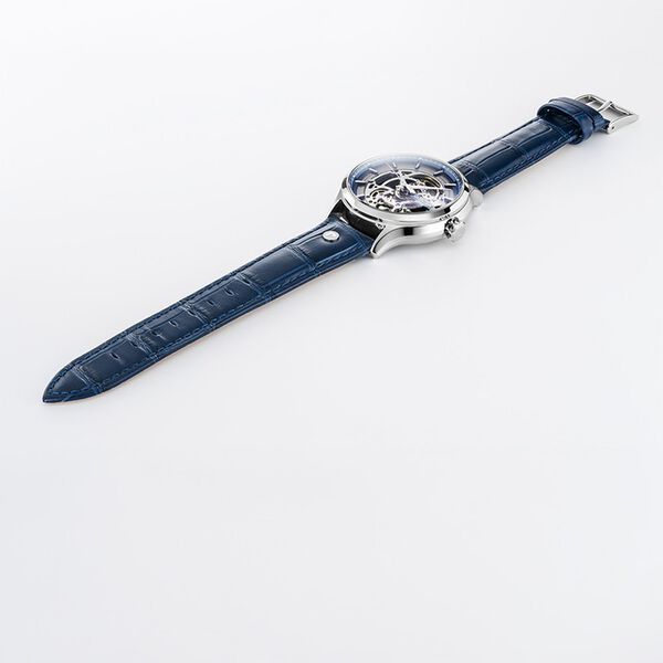 Roamer Competence Skeleton IV Quartz Analog Blue Dial Blue Leather Strap Watch For Men - image number 1