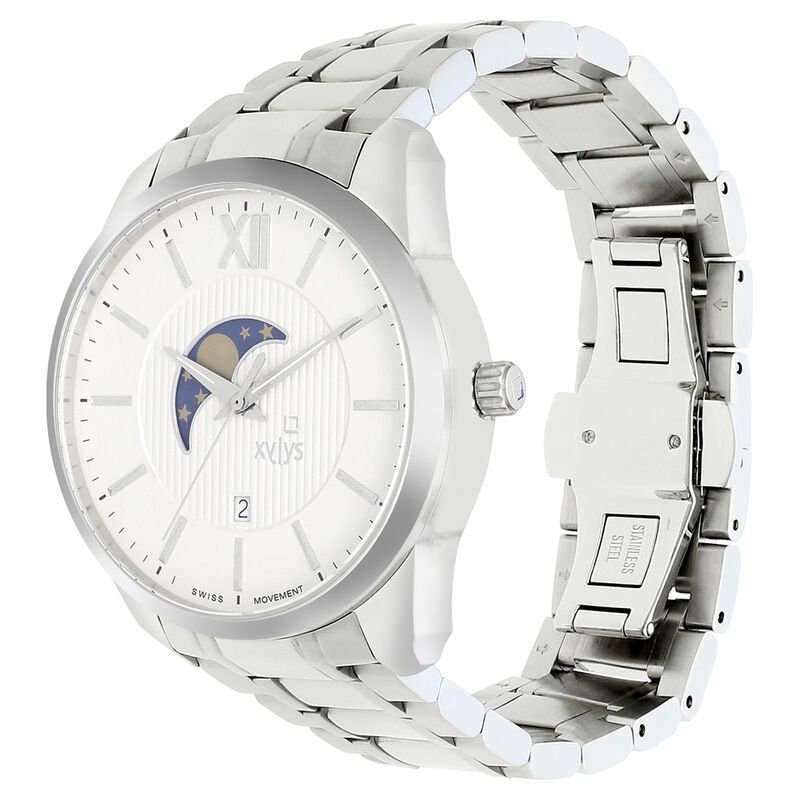 Xylys Quartz Analog Moonphase White Dial Stainless Steel Strap Watch for Men - image number 2