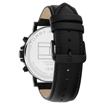 Tommy Hilfiger Multifunction Black Round Dial Black Leather Strap Watch For Men