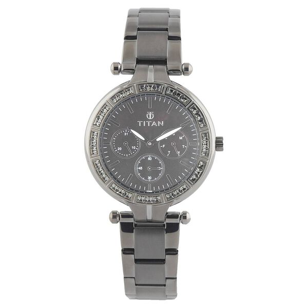 Titan Quartz Analog with Day and Date Grey Dial Stainless Steel Strap Watch for Women - image number 0
