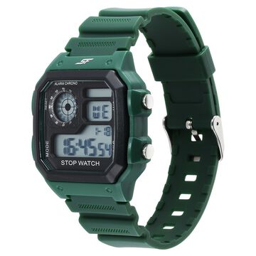 SF Digital Dial Green PU Strap Watch For Unisex