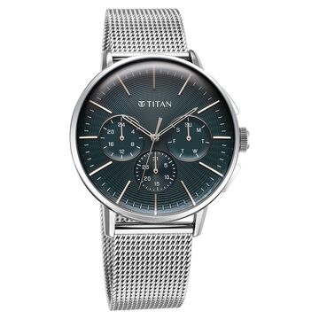 Titan Light leathers Multifunction Anthracite Dial Stainless Steel Strap Watch For Men