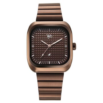 Fastrack Vyb Maverick Quartz Analog Brown Dial Metal Strap Watch For Guys