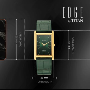Titan Edge Monture Quartz Analog Green Dial Green Leather Strap Watch For Men