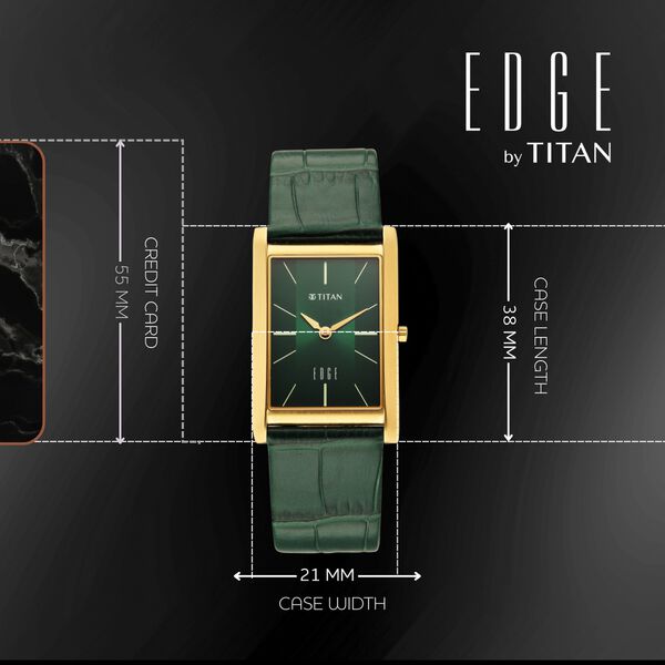Titan Edge Monture Quartz Analog Green Dial Green Leather Strap Watch For Men - image number 3