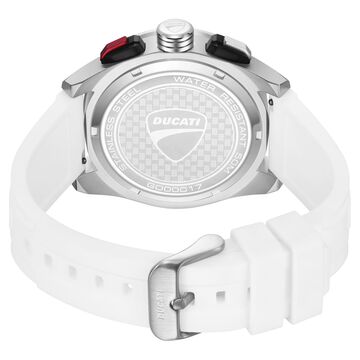 Ducati Quartz Chronograph Black Dial White Silicone Strap Watch For Men