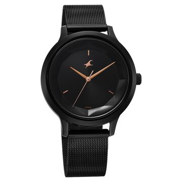 Fastrack Fleek Quartz Analog Black Dial Stainless Steel Strap Watch For Girls