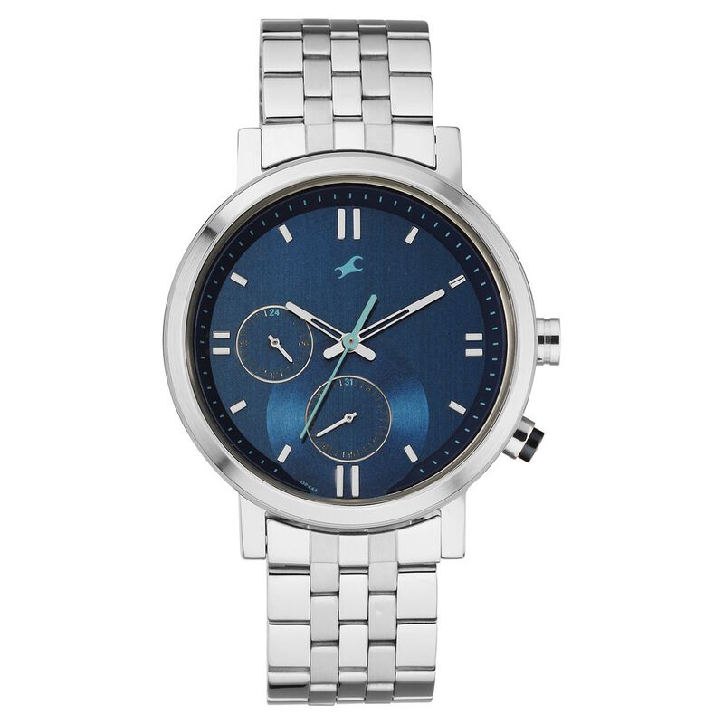 Buy Online Fastrack Tick Tock Quartz Analog Blue dial Metal Strap Watch