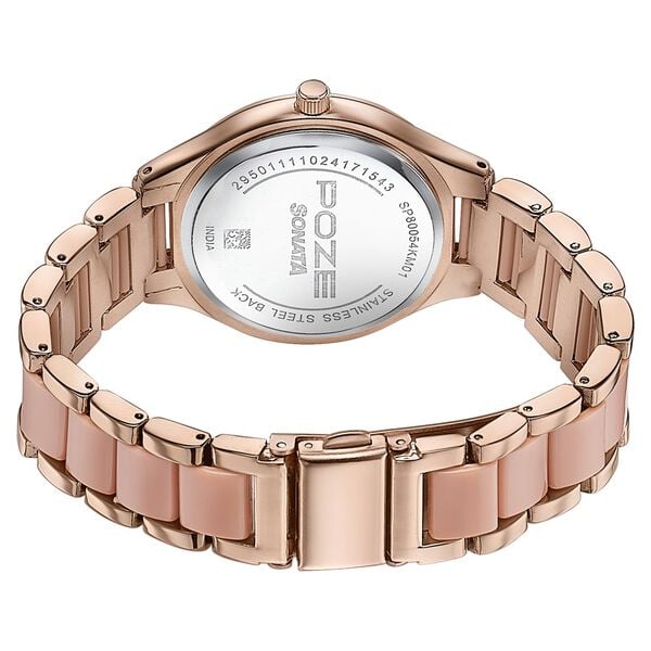 Sonata Poze Quartz Analog Pink Dial Metal Strap Watch For Women - image number 5