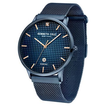 Kenneth Cole Blue Dial Quartz Analog with Date Stainless Steel Strap Watch for Men